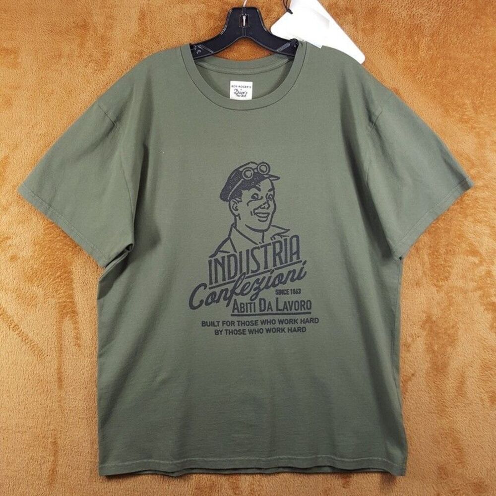 ROY ROGERS x DAVE'S NEW YORK Shirt Mens Medium Green Pullover Crew Graphic Tee
